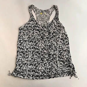 XERSION Womens Tank Top SIZE L Racerback Black White Floral Athletic Tie Sides - Picture 1 of 8