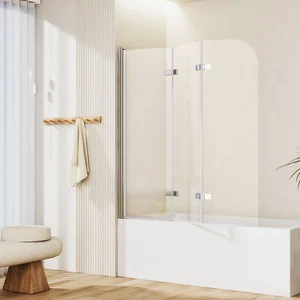 2/3 teilig Badewannenaufsatz Faltwand ESG mit Nano Glas Faltbar Duschwand Dusche - Bild 1 von 16