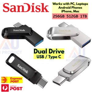 SanDisk Dual Type C USB Flash Drive 128GB 256GB 512GB 1TB Luxe USB Type-C Memory - Picture 1 of 27
