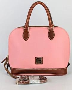 Dooney & Bourke Pebble Grain Zip Satchel Pale Pink Handbag Purse - Picture 1 of 8