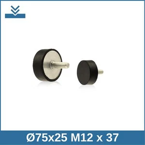 D Ø75x25 M12 x 37 NK 55° Shore Gummi Metall Puffer Gummipuffer - Bild 1 von 2