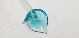 ART GLASS LIGHT BLUE CALLA LILY LONG STEM GLASS FLOWER 8 1/8" - Picture 1 of 4