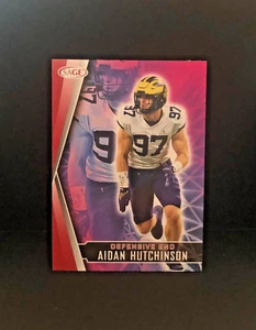 2022 SAGE HIT Aidan Hutchinson *Red* RC! #189 Detroit Lions 2 card lot - Picture 1 of 4