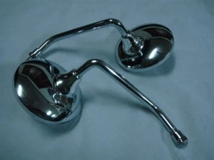 MOTORCYCLE 10MM CLOCKWISE ROUND REAR VIEW MIRROR CHROME - Picture 1 of 4