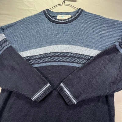 Suéter Vintage Abuelo Para Hombres XL Azul Acrílico Tejido Nueva Era Esquí Vacaciones Años 90 Foto 1 de 4