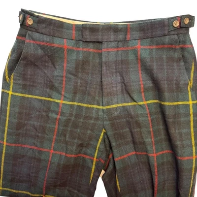 Polo Ralph Lauren Men Trousers vintage 32/34 Tartan Plaid Lambswool Flannel Blue - Image 1 of 4