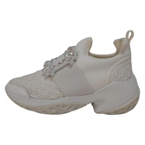 Auth Roger Vivier - White Cream Chemical Fiber Leather Women's Sneakers - Picture 1 of 6