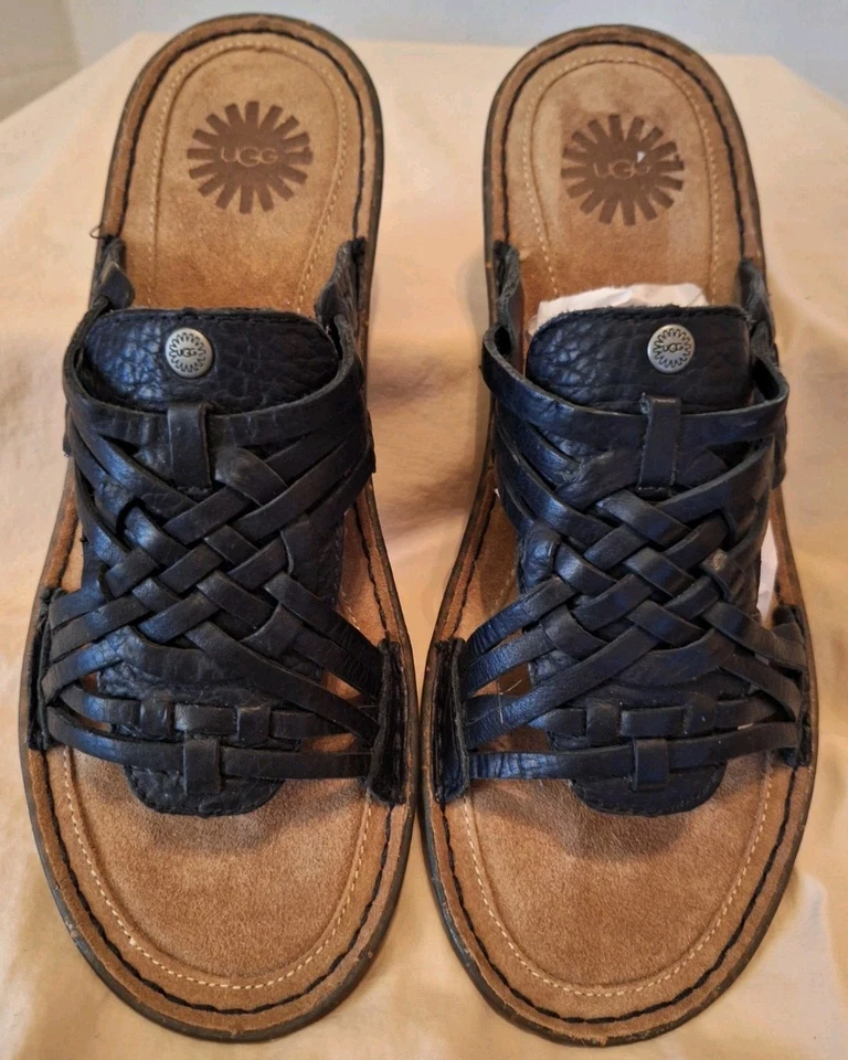 Sandalias de cuero Ugg Keala Huarache sin cordones negras talla 10 Foto 1 de 4