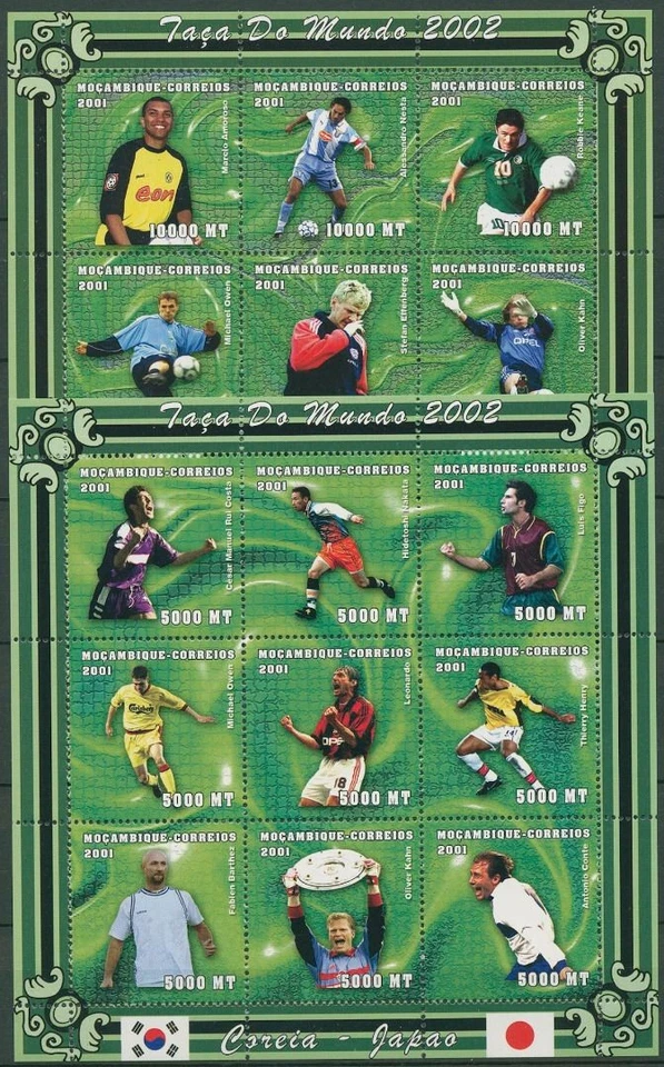 Mocambique 2001 Fußball-EM Spieler Kleinbogen 1950/61 K postfrisch (C40245) - Bild 1 von 1