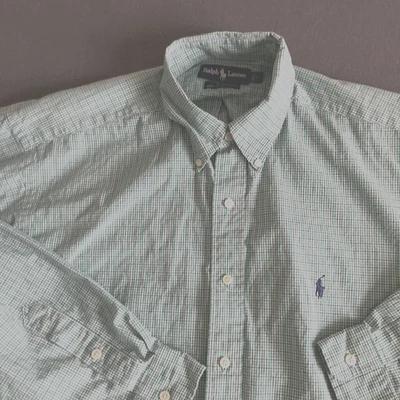 Ralph Lauren Shirt Men's Large Green Plaid Blake Long Sleeve Button Down Pony - Image 1 of 4
