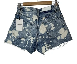 New RE/DONE 70s High Rise Denim Shorts Splash Jean Women’s 25 Blue Button Fly - Picture 1 of 11