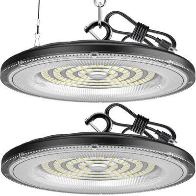 150W 2 Pack UFO High Bay Light, 22500LM Lights, 6500K IP66 Waterproof with Pl... - Image 1 of 4