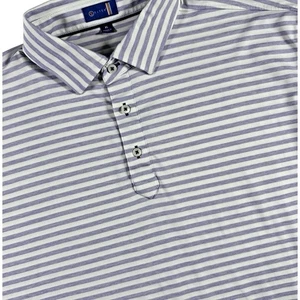 Stitch Performance Golf Polo Shirt Mens XL Purple White Stripes Course Logo - Picture 1 of 9