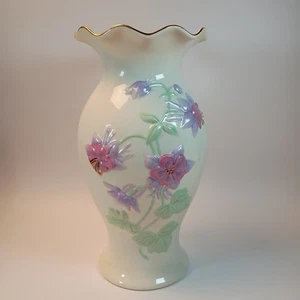 Lenox Columbine FLORAL GROSSE VASE -- 10" hoch klassisch Elfenbein & Gold -- MIT BOX - Bild 1 von 10