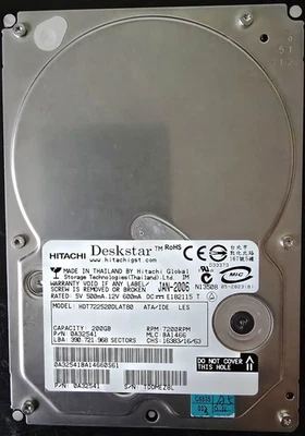 HITACHI Deskstar 200GB ATA/IDE 7200 RPM HDD. - Image 1 of 4