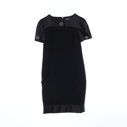 【Abito】CHANEL Abito Tweed Perline Manica CortaLanaSetaNeroSwitchingChanel