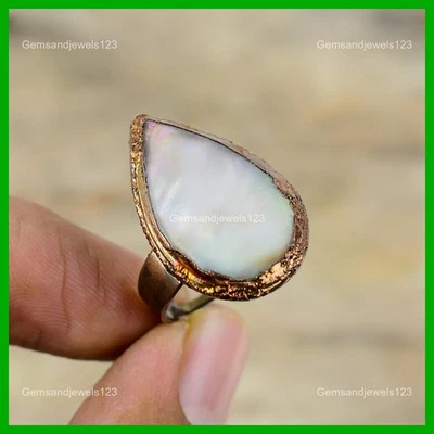 友谊日促销珍珠母石新承诺电成型戒指铜 — 第 1/4 张图片