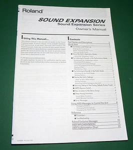 Original Roland Sound Expansion Owner's Manual - Picture 1 of 1