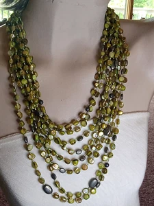 SILPADA 925, MULTI STRAND GREEN MOP & 925 BEAD NECKLACE 22", #N1814 - Picture 1 of 3