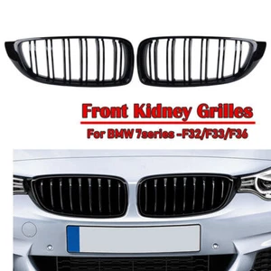 Gloss Black Dual Slat Front Bumper Grille Grill For BMW F32 F36 F82 4-Series - Picture 1 of 7