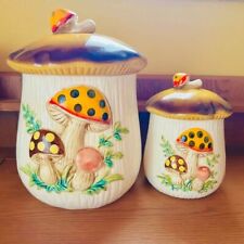 Vintage Merry Mushroom Canister 2 Piece Set from SEARS ROEBUCK 1978 made JAPAN