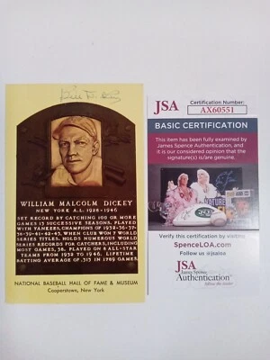 Bill Dickey Signed HOF Plaque Card JSA ** # - Image 1 of 4