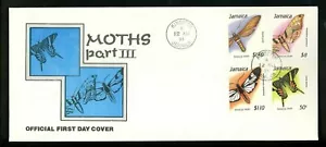 Postal History Jamaica FDC #752-755 insects moths 1991 - Picture 1 of 2