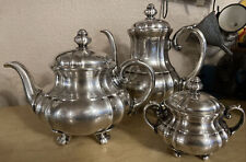 Vintage Silver Plated Porcelain Lined Tea Set 6 Piece Beautiful Pots & Sugar
