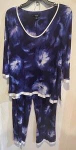Simply Vera Wang Women's 2 pc Pajama Set Size S Shades of Blue Floral Pink - Picture 1 of 4