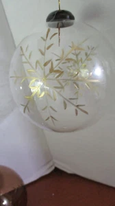 Place & Time~ 4"  CLEAR GLASS BALL w/ GOLD SNOWFLAKES Christmas Ornament ~NWT - Picture 1 of 3