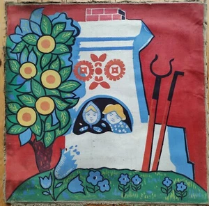 Ukrainian Soviet Oil Painting fairy tale peasant rural interior stove - Picture 1 of 5