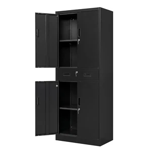 Metal Storage Cabinets with Drawer & Adjustable Shelves, Locking Storage Cabinet - Picture 1 of 10