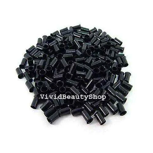 200 3.5mm Black Copper Tubes Beads Locks Micro Rings for I Tip Hair Extensions - Image 1 of 1