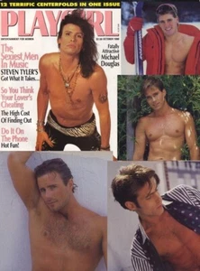 PLAYGIRL 10-90 STEVEN TYLER HAIRY HUNK MICHAEL DOUGLAS OCTOBER 1990 MALE STRIPPE - Picture 1 of 2