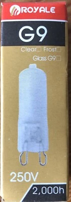 Box of 10 Bi-Pin Low Voltage Clear Glass G9 Halogen Globe 25Watt 250V - Image 1 of 4