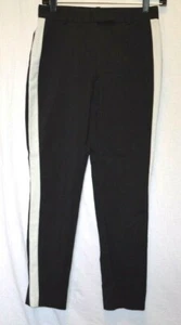 Women's Boston Proper Tuxedo Black White Striped Cotton Dress Pants Size 2 EUC - Picture 1 of 2