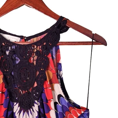 Vestido London Times Mujer 10 Maxi Multicolor Floral Crochet Acento Prendas de Crucero Foto 1 de 4