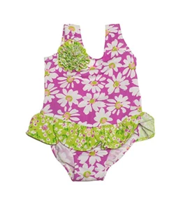 Flap Happy Little Girls' UPF 50+ Serena Contrast Swimsuit with Ruffle Skirt 3T - Picture 1 of 1