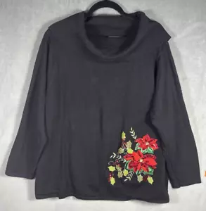 Suéter de Navidad Carly St. Claire para mujer 1X Ramie algodón vacaciones capucha cuello - Imagen 1 de 7