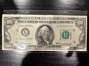1969 $100 Bill, Federal Reserve Note, With Star & Low Serial Number - Picture 1 of 2