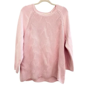 Talbots 3X Blush Cotton Pointelle Strickpullover Pullover schwerer Rundhalsausschnitt - Bild 1 von 4