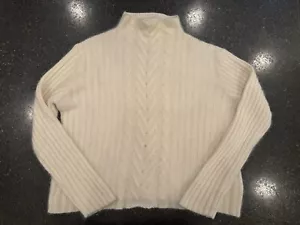Deane And White Angora Blend Cable Knit Mock Neck Ivory Sweater XL Preppy - Picture 1 of 3