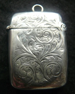 Chatelaine Match Vesta plata bonita antigua sello pequeño Birmingham 1897 Foto 1 de 4