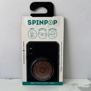 SPINPOP Mandala Phone Grip Cavalletto Organizzatore Cavi, Rame Nero NUOVO - Foto 1 di 3