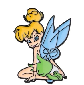 Tinkerbell Peter Pan Sitting Fairy Character Metal Enamel 1.3 Inches Pin - Picture 1 of 5
