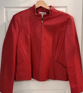 Pendleton Ladies L Red Leather Short Jacket Full Zip , Y2K 90s Classic - Picture 1 of 5