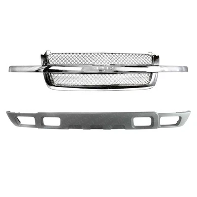 Inserto de malla de rejilla cromada + cenefa inferior para Chevy Silverado 1500 2500 2003-06 Foto 1 de 4