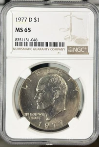 1977 D Eisenhower dollaro classificato da NGC MS65 GC390 - Foto 1 di 2