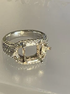 14k Weißgold Ring Fassung nur 1,00ct vs kleine Diamanten - Bild 1 von 8
