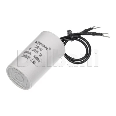 New 6UF 250VAC Wire Motor Run Capacitor CBB60 50/60HZ HVAC 25/85/21 25X45mm 6MFD - Image 1 of 3